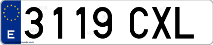 Ejemplo de matrícula de coche ordinaria 3119 CXL
