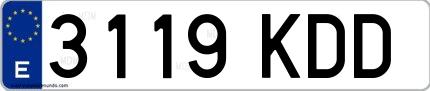 Ejemplo de matrícula española 3119 KDD