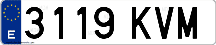 Ejemplo de matrícula de coche ordinaria 3119 KVM