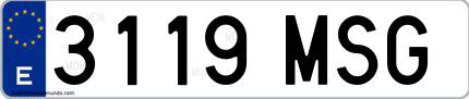 Ejemplo de matrícula española 3119 MSG