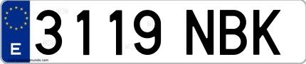 Ejemplo de matrícula española 3119 NBK