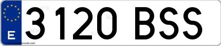 Ejemplo de matrícula española 3120 BSS