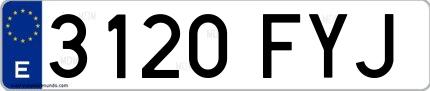 Ejemplo de matrícula española 3120 FYJ