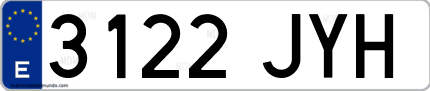 Ejemplo de matrícula de coche ordinaria 3122 JYH