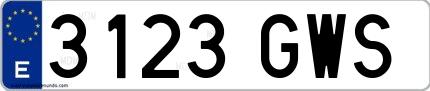 Ejemplo de matrícula española 3123 GWS