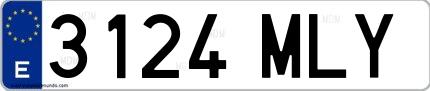 Ejemplo de matrícula española 3124 MLY