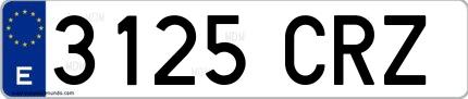 Ejemplo de matrícula española 3125 CRZ