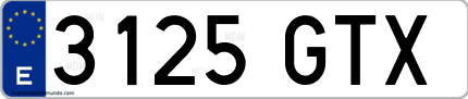 Ejemplo de matrícula de coche ordinaria 3125 GTX