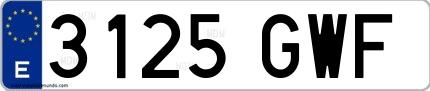 Ejemplo de matrícula española 3125 GWF