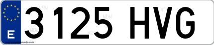 Ejemplo de matrícula española 3125 HVG