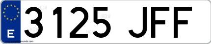 Ejemplo de matrícula española 3125 JFF