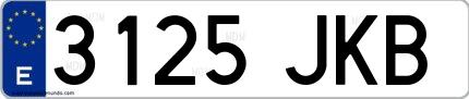 Ejemplo de matrícula española 3125 JKB