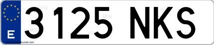 Ejemplo de matrícula española 3125 NKS