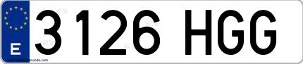 Ejemplo de matrícula española 3126 HGG