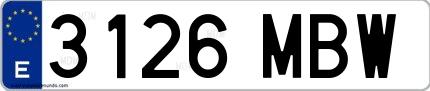 Ejemplo de matrícula española 3126 MBW