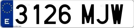 Ejemplo de matrícula española 3126 MJW