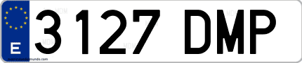 Ejemplo de matrícula de coche ordinaria 3127 DMP