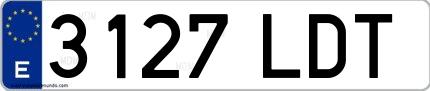Ejemplo de matrícula española 3127 LDT