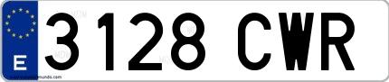 Ejemplo de matrícula española 3128 CWR