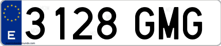 Ejemplo de matrícula de coche ordinaria 3128 GMG