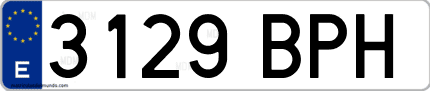 Ejemplo de matrícula de coche ordinaria 3129 BPH
