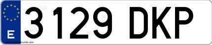 Ejemplo de matrícula española 3129 DKP