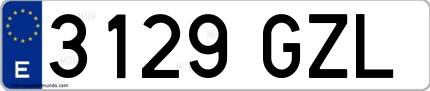 Ejemplo de matrícula española 3129 GZL
