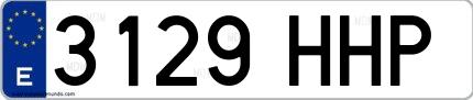 Ejemplo de matrícula española 3129 HHP