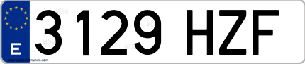 Ejemplo de matrícula de coche ordinaria 3129 HZF