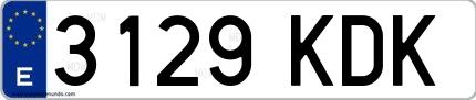 Ejemplo de matrícula española 3129 KDK