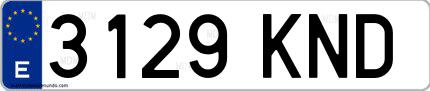 Ejemplo de matrícula española 3129 KND
