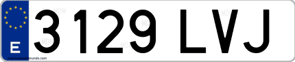 Ejemplo de matrícula de coche ordinaria 3129 LVJ
