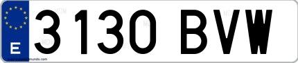 Ejemplo de matrícula española 3130 BVW