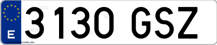 Ejemplo de matrícula de coche ordinaria 3130 GSZ