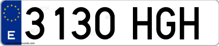 Ejemplo de matrícula de coche ordinaria 3130 HGH