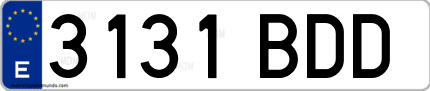 Ejemplo de matrícula de coche ordinaria 3131 BDD