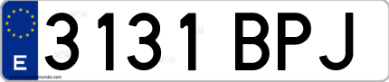 Ejemplo de matrícula de coche ordinaria 3131 BPJ