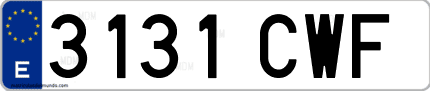 Ejemplo de matrícula de coche ordinaria 3131 CWF