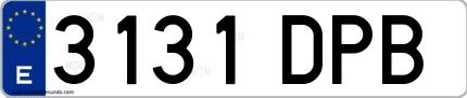 Ejemplo de matrícula española 3131 DPB