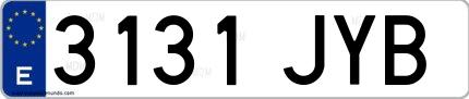 Ejemplo de matrícula española 3131 JYB