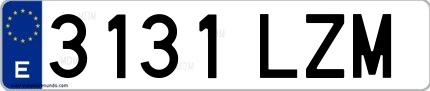 Ejemplo de matrícula española 3131 LZM