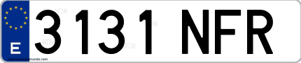 Ejemplo de matrícula de coche ordinaria 3131 NFR