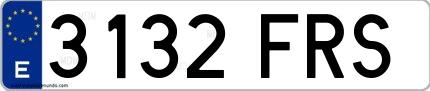 Ejemplo de matrícula española 3132 FRS