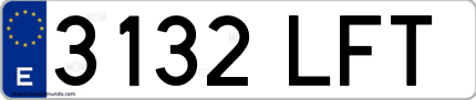 Ejemplo de matrícula de coche ordinaria 3132 LFT