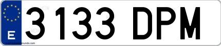 Ejemplo de matrícula española 3133 DPM