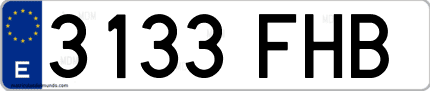 Ejemplo de matrícula de coche ordinaria 3133 FHB