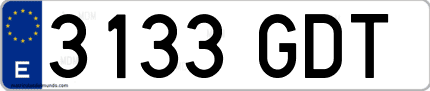 Ejemplo de matrícula de coche ordinaria 3133 GDT