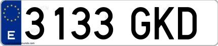 Ejemplo de matrícula española 3133 GKD