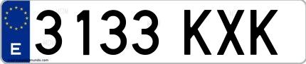 Ejemplo de matrícula española 3133 KXK