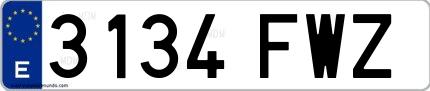 Ejemplo de matrícula española 3134 FWZ